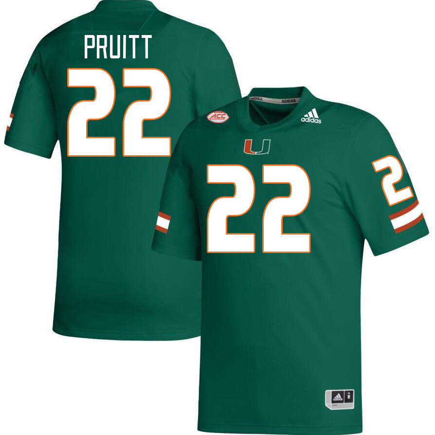 Men #22 Cam Pruitt Miami Hurricanes College Football Jerseys Stitched-Green